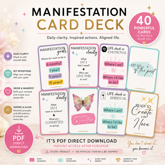 Millionaire Muses™ Manifestation Card Deck (PDF Download) – 40+ Cards for Clarity, Alignment & Identity Shift