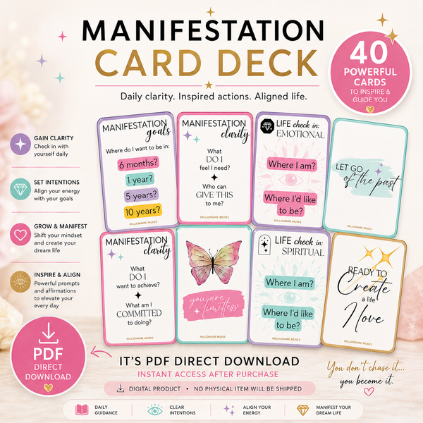 Millionaire Muses™ Manifestation Card Deck (PDF Download) – 40+ Cards for Clarity, Alignment & Identity Shift