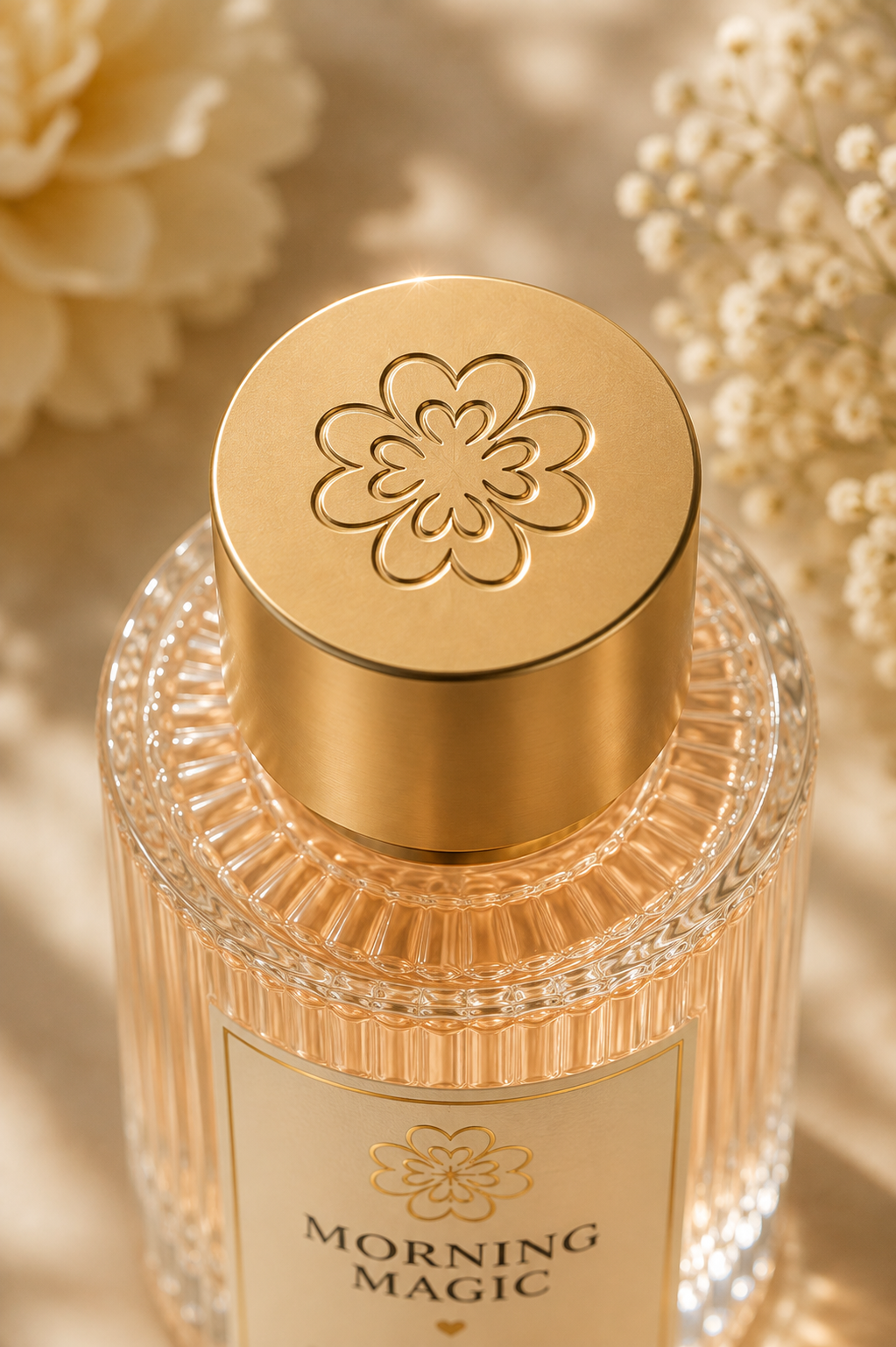Gold Millionaire Muses logo detail on Morning Magic perfume cap